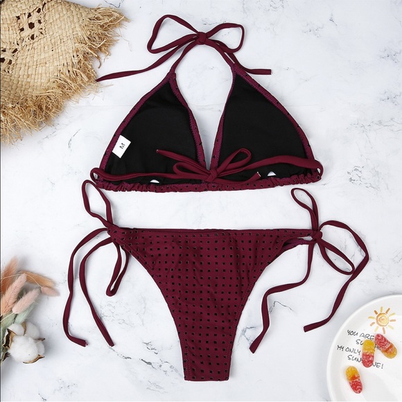 301 wine color cut out bikini - Picture 2 of 6